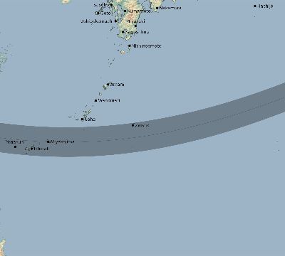 Map of the eclipse path across Japan on 12/10/2216