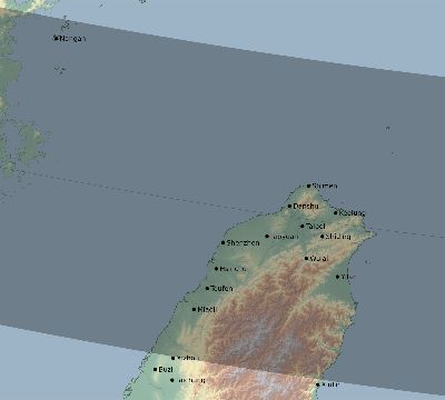 Map of the eclipse path across Taiwan on 12/10/2216