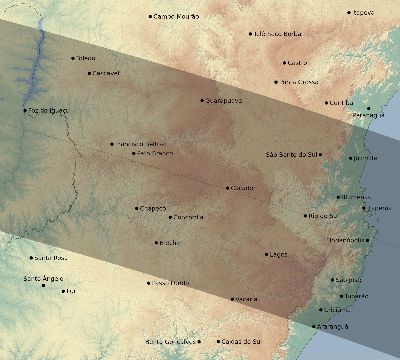 Map of the eclipse path across Brazil on 10/20/2218