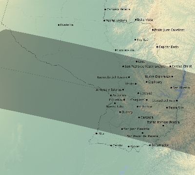 Map of the eclipse path across Paraguay on 10/20/2218