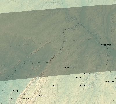 Map of the eclipse path across Benin on 04/15/2219