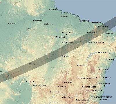 Map of the eclipse path across Brazil on 04/15/2219