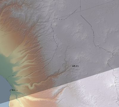 Map of the eclipse path across Chile on 04/15/2219