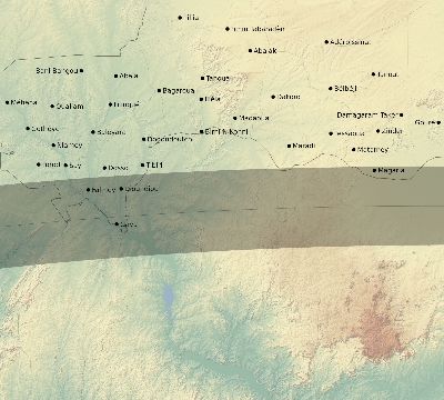 Map of the eclipse path across Niger on 04/15/2219