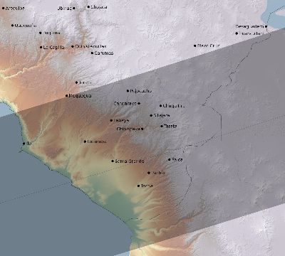 Map of the eclipse path across Peru on 04/15/2219