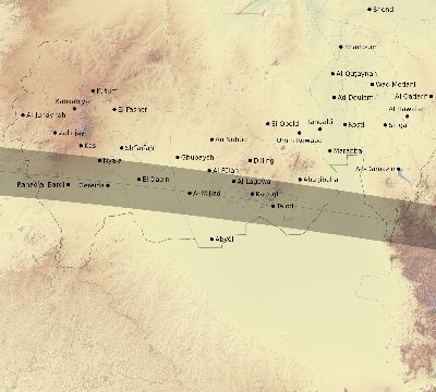 Map of the eclipse path across Sudan on 04/15/2219