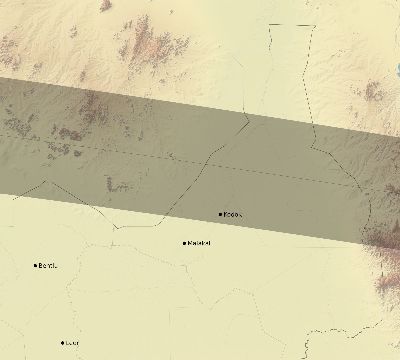 Map of the eclipse path across South Sudan on 04/15/2219