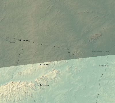 Map of the eclipse path across Togo on 04/15/2219