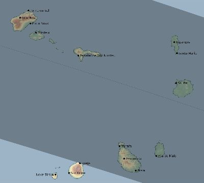 Map of the eclipse path across Cape Verde on 10/09/2219