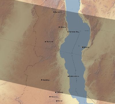 Map of the eclipse path across Malawi on 10/09/2219