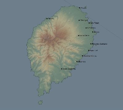 Map of the eclipse path across São Tomé and Príncipe on 10/09/2219
