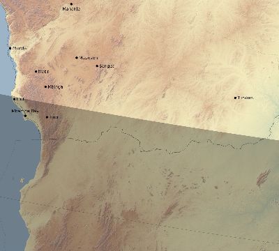 Map of the eclipse path across Tanzania on 10/09/2219