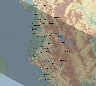 Map of the eclipse path across Albania on 09/27/2220