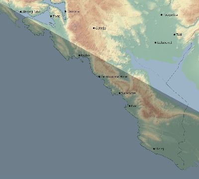 Map of the eclipse path across Montenegro on 09/27/2220