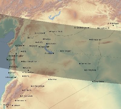 Map of the eclipse path across Syria on 09/27/2220