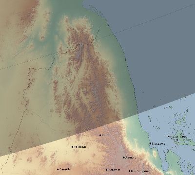 Map of the eclipse path across Eritrea on 02/12/2222