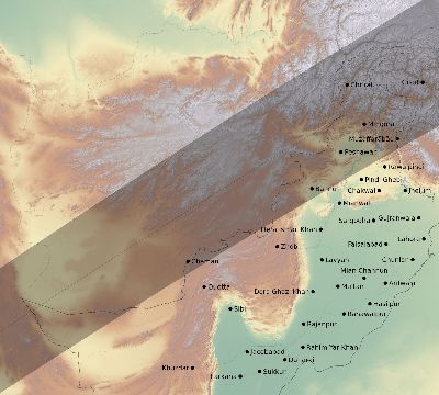 Map of the eclipse path across Pakistan on 02/12/2222