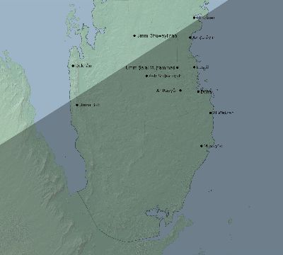 Map of the eclipse path across Qatar on 02/12/2222
