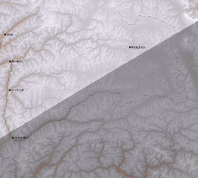 Map of the eclipse path across Tajikistan on 02/12/2222