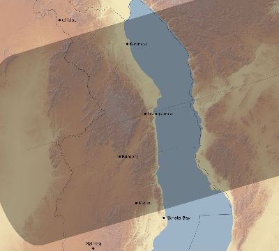 Map of the eclipse path across Malawi on 08/08/2222