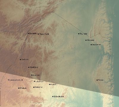 Map of the eclipse path across Eswatini (Swaziland) on 02/01/2223