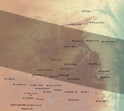 Map of the eclipse path across South Africa on 02/01/2223