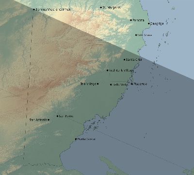 Map of the eclipse path across Belize on 07/28/2223