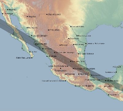 Map of the eclipse path across Mexico on 07/28/2223