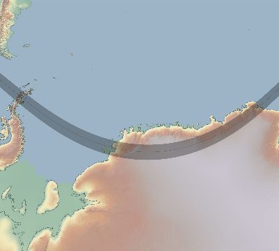 Map of the eclipse path across Antarctica on 01/21/2224
