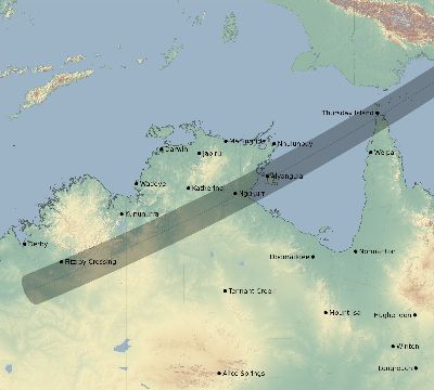 Map of the eclipse path across Australia on 05/27/2226