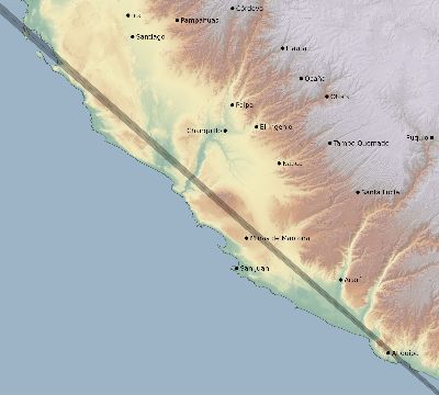 Map of the eclipse path across Peru on 11/20/2226