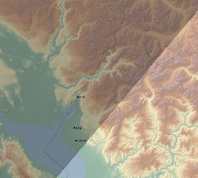 Map of the eclipse path across Albania on 05/16/2227