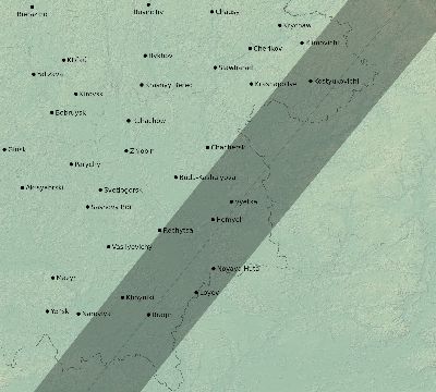 Map of the eclipse path across Belarus on 05/16/2227