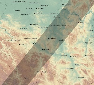 Map of the eclipse path across Serbia on 05/16/2227