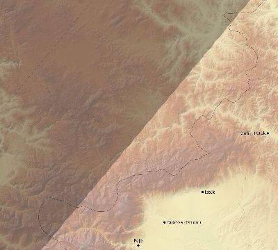 Map of the eclipse path across Kosovo on 05/16/2227