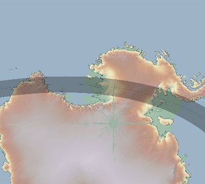 Map of the eclipse path across Antarctica on 11/09/2227
