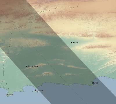 Map of the eclipse path across Pakistan on 09/18/2229