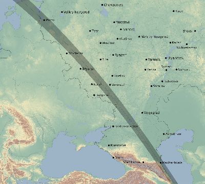 Map of the eclipse path across Russia on 09/18/2229