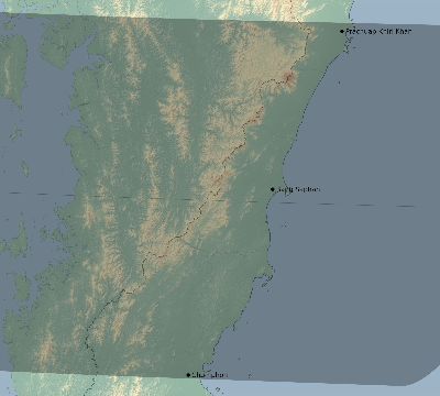 Map of the eclipse path across Thailand on 09/18/2229
