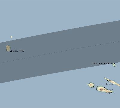 Map of the eclipse path across Portugal on 03/15/2230