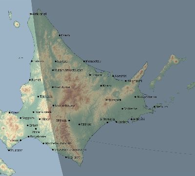 Map of the eclipse path across Japan on 03/04/2231