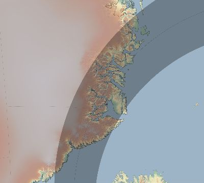 Map of the eclipse path across Greenland on 07/18/2232