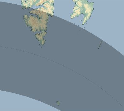 Map of the eclipse path across Svalbard and Jan Mayen on 07/18/2232