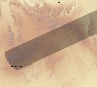 Map of the eclipse path across Algeria on 07/08/2233