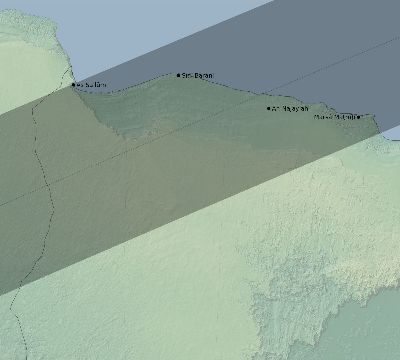 Map of the eclipse path across Egypt on 07/08/2233