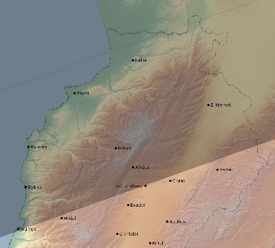 Map of the eclipse path across Lebanon on 07/08/2233