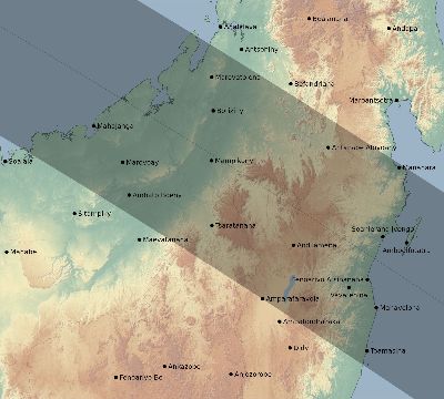 Map of the eclipse path across Madagascar on 06/27/2234