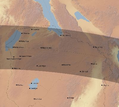 Map of the eclipse path across Zambia on 06/27/2234