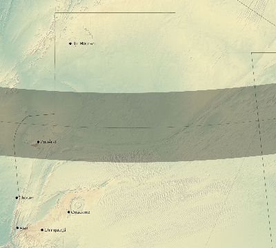 Map of the eclipse path across Mauritania on 12/21/2234