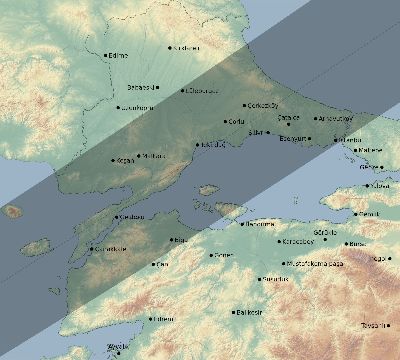 Map of the eclipse path across Turkey on 05/06/2236